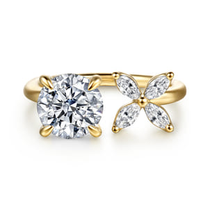 Desire - 14K Yellow Gold Toi et Moi Round Diamond Engagement Ring