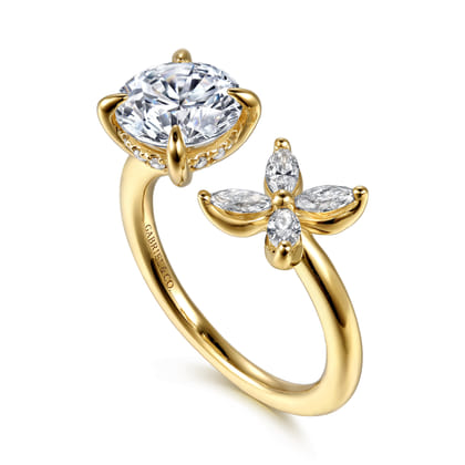 Desire - 14K Yellow Gold Toi et Moi Round Diamond Engagement Ring