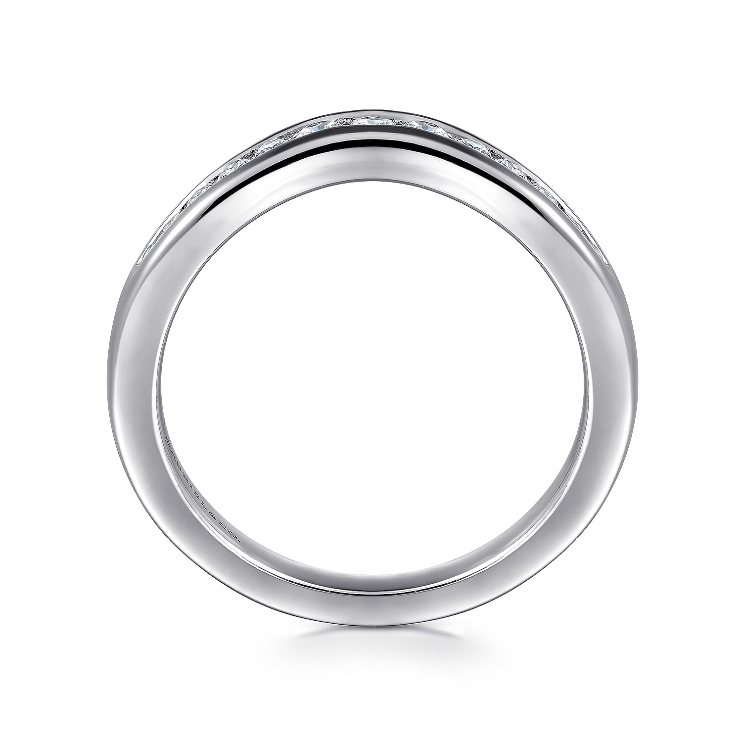 Deux - Curved 14K White Gold Channel Set Diamond Anniversary Band