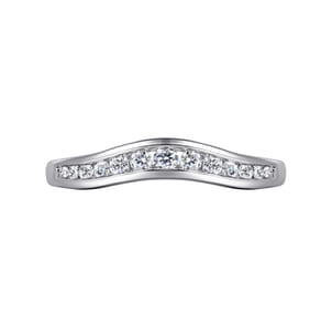 Deux - Curved 14K White Gold Channel Set Diamond Anniversary Band