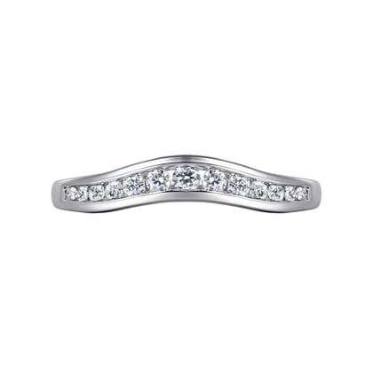 Deux - Curved 14K White Gold Channel Set Diamond Anniversary Band