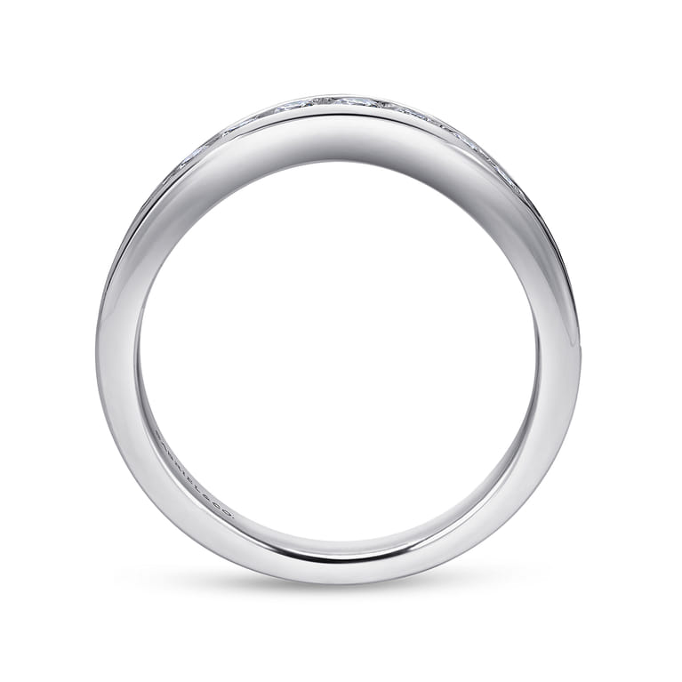Curved Wedding Ring in 14k White Gold with Round Natural Diamond at Gabriel & Co. - Shot 2