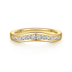 Deux - Curved 14K Yellow Gold Channel Set Diamond Anniversary Band