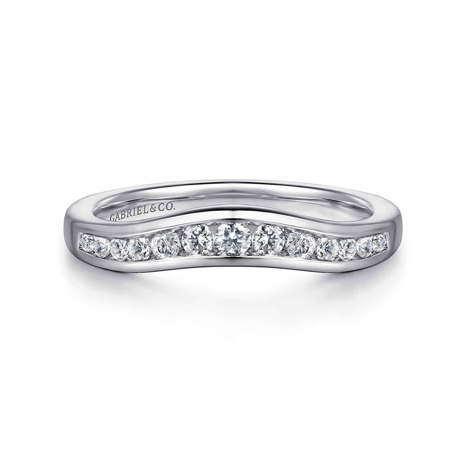 Deux - Curved Platinum Channel Set Diamond Anniversary Band