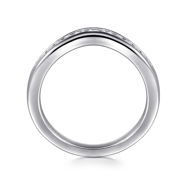 Curved Wedding Ring in Platinum with Round Natural Diamond at Gabriel & Co. - Shot 2