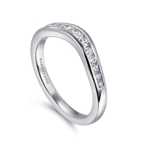 Deux - Curved Platinum Channel Set Diamond Anniversary Band