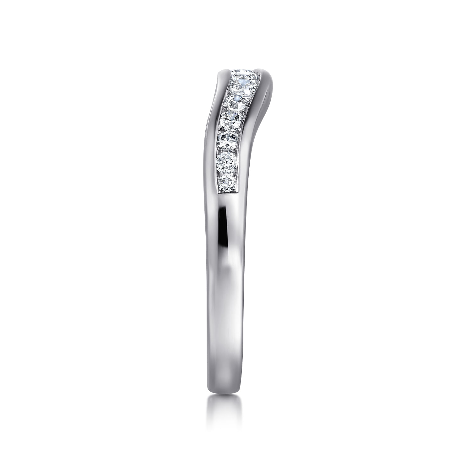 Deux - Curved Platinum Channel Set Diamond Anniversary Band