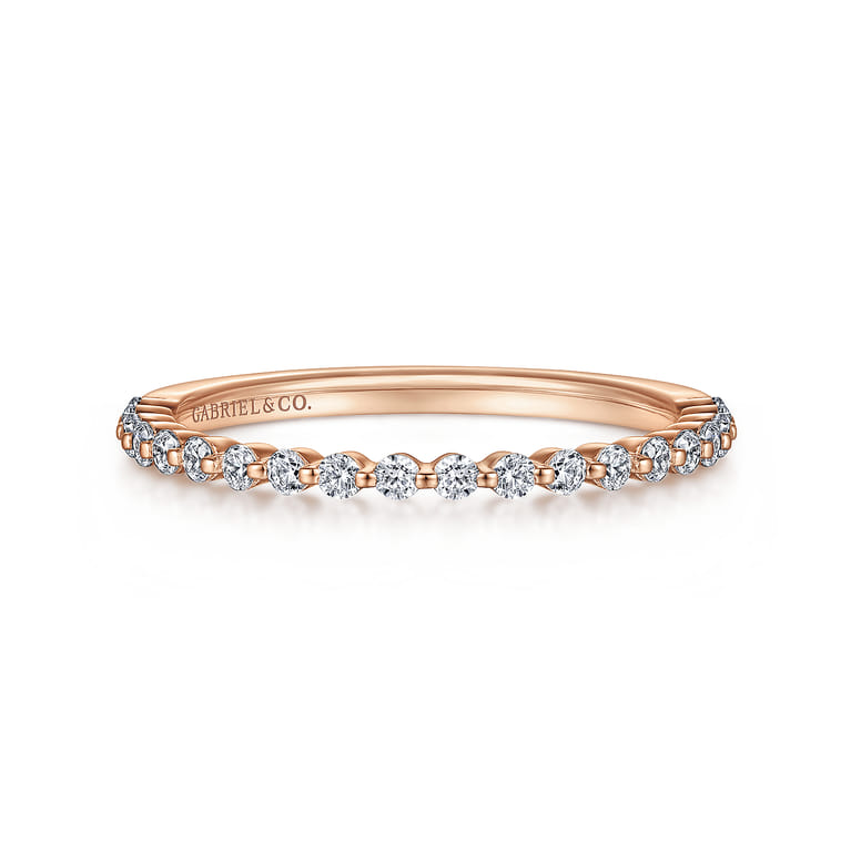 Straight Wedding Ring in 14k Rose Gold with Round Natural Diamond at Gabriel & Co. - Shot 1