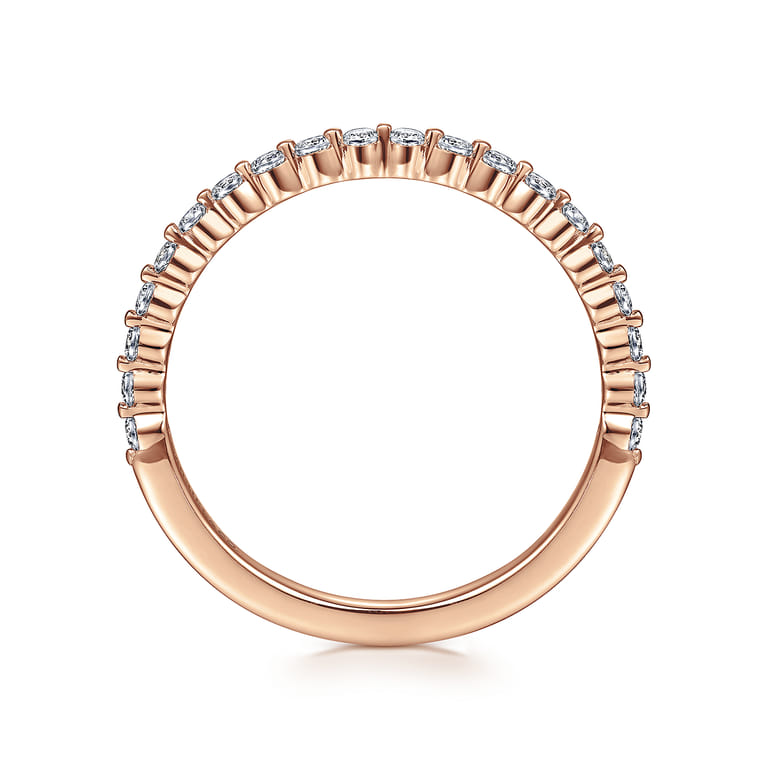 Straight Wedding Ring in 14k Rose Gold with Round Natural Diamond at Gabriel & Co. - Shot 2