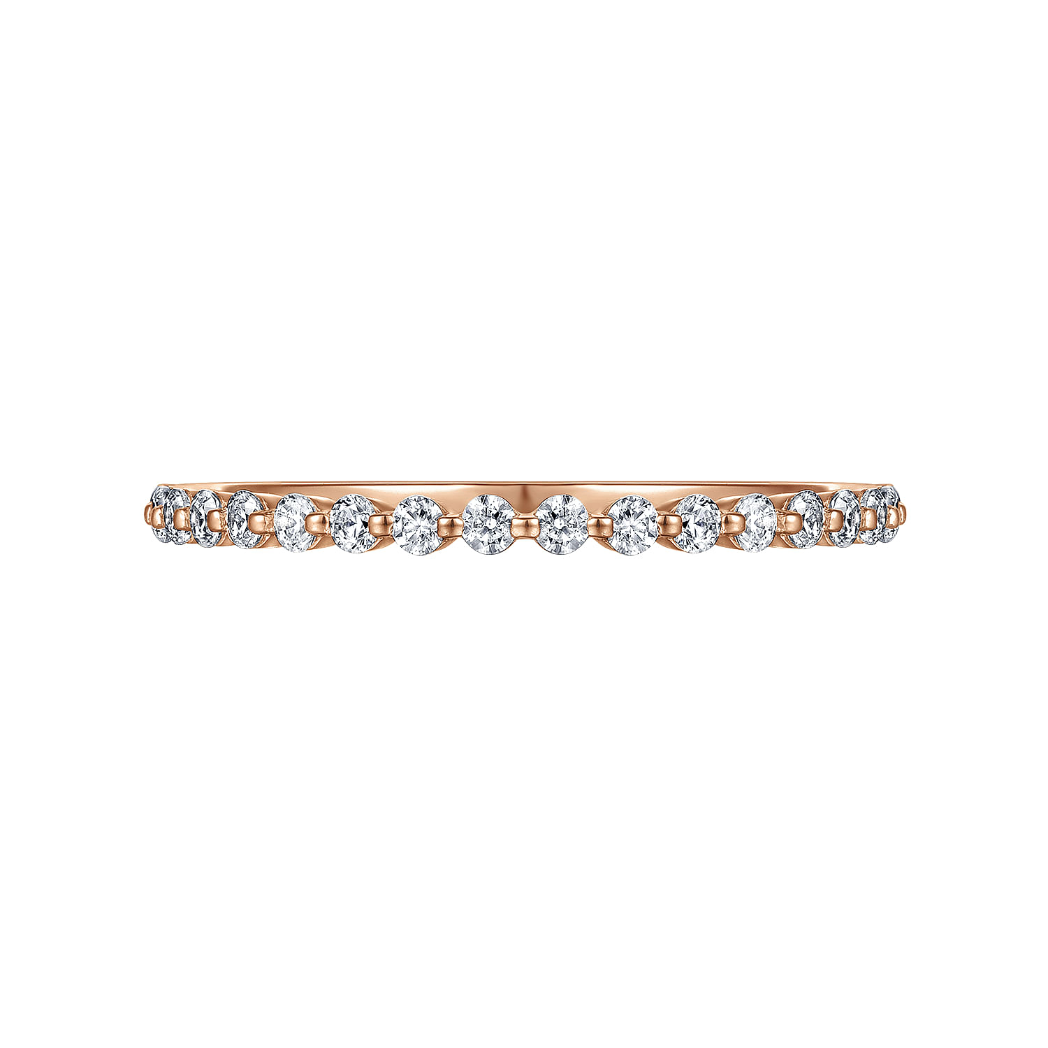 Devinne - 14K Rose Gold Single Prong Diamond Anniversary Band