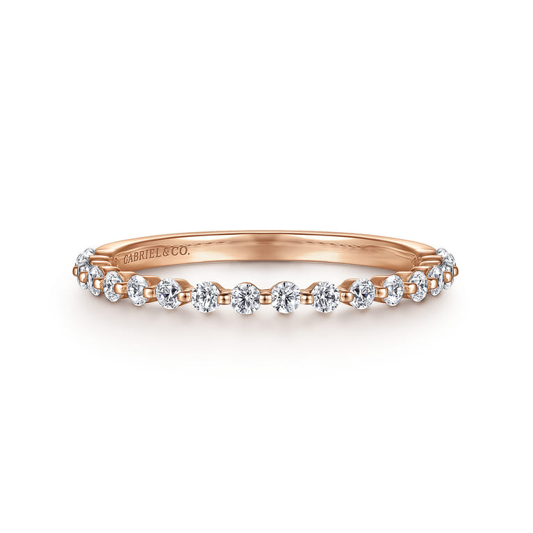 Straight Wedding Ring in 14k Rose Gold with Round Natural Diamond at Gabriel & Co. - Shot 1