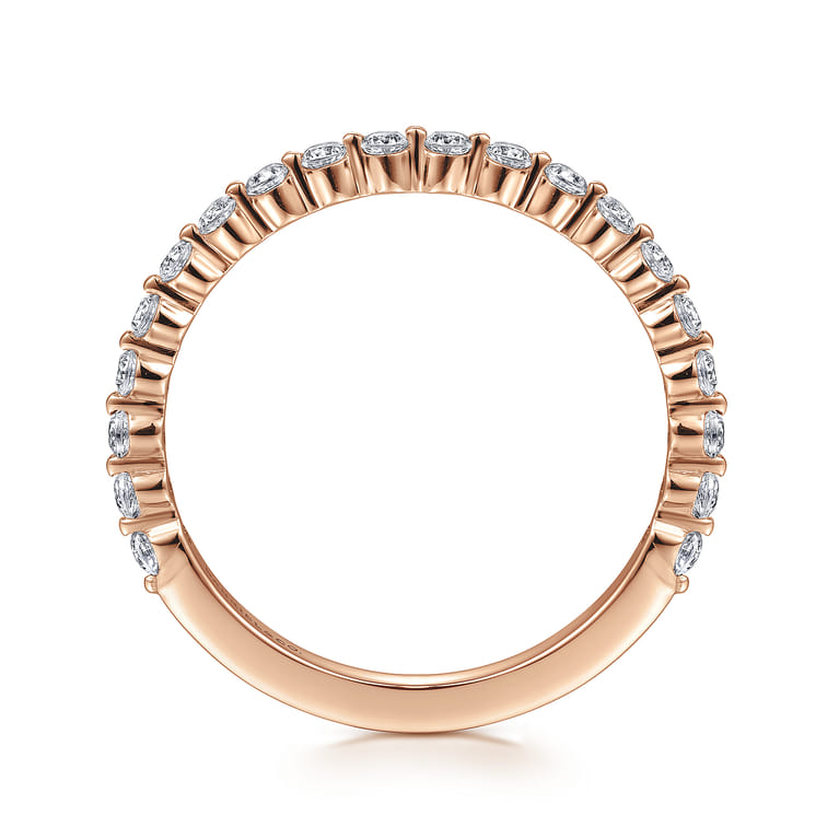 Straight Wedding Ring in 14k Rose Gold with Round Natural Diamond at Gabriel & Co. - Shot 2