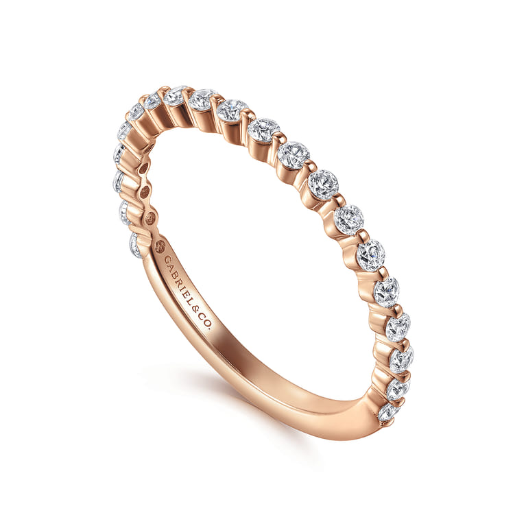 Straight Wedding Ring in 14k Rose Gold with Round Natural Diamond at Gabriel & Co. - Shot 3