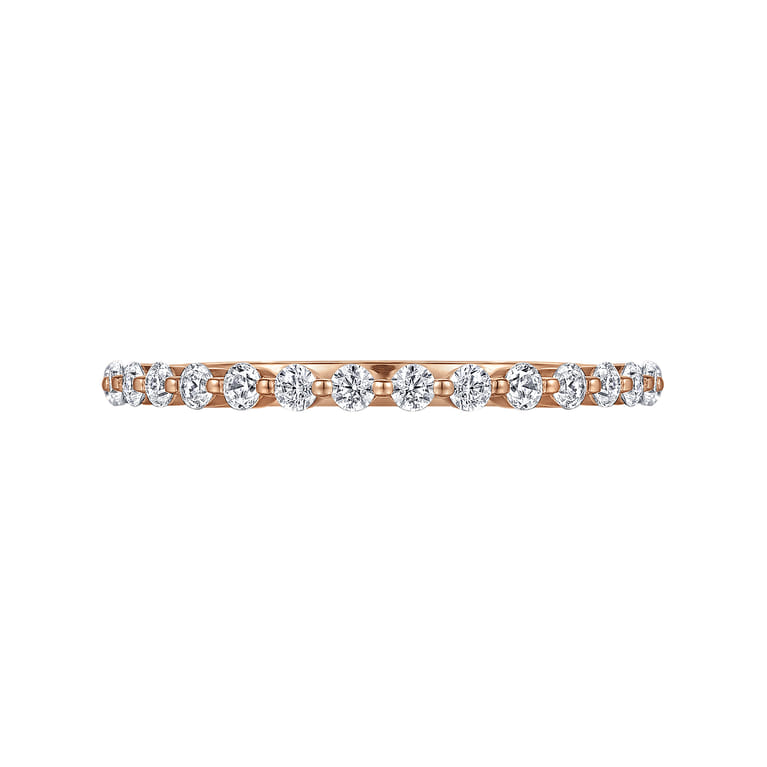 Straight Wedding Ring in 14k Rose Gold with Round Natural Diamond at Gabriel & Co. - Shot 6