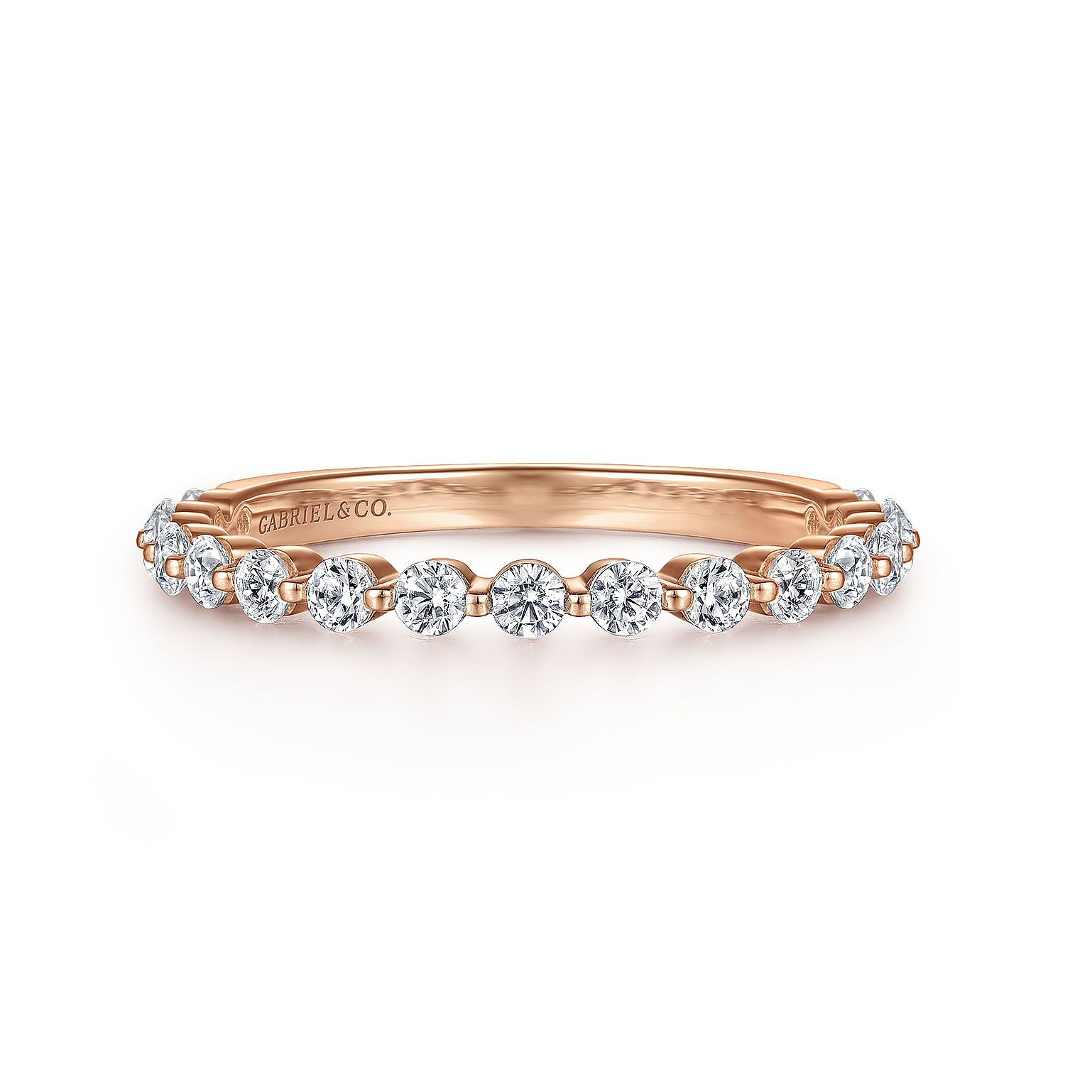 Devinne - 14K Rose Gold Single Prong Diamond Anniversary Band