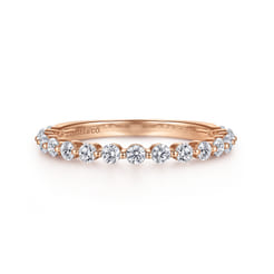 Devinne - 14K Rose Gold Single Prong Diamond Anniversary Band