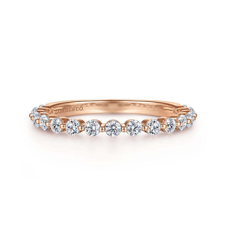 Straight Wedding Ring in 14k Rose Gold with Round Natural Diamond at Gabriel & Co. - Shot 1