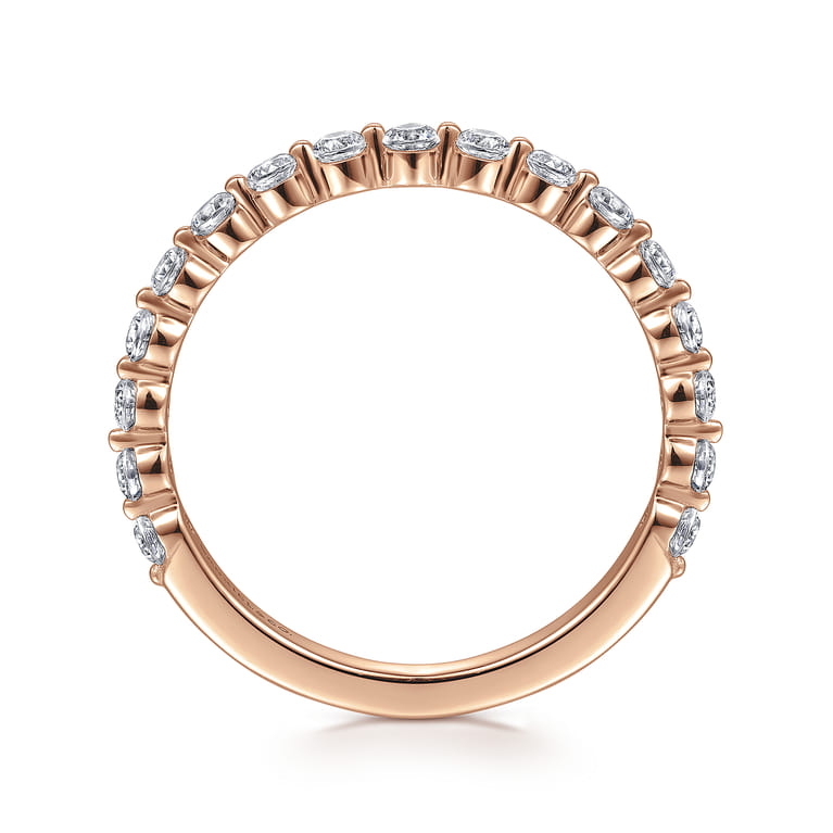 Straight Wedding Ring in 14k Rose Gold with Round Natural Diamond at Gabriel & Co. - Shot 2