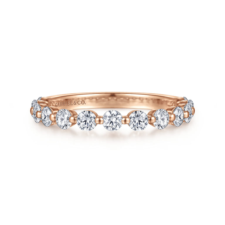 Straight Wedding Ring in 14k Rose Gold with Round Natural Diamond at Gabriel & Co. - Shot 1