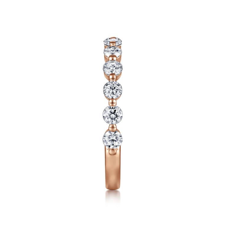 Straight Wedding Ring in 14k Rose Gold with Round Natural Diamond at Gabriel & Co. - Shot 4