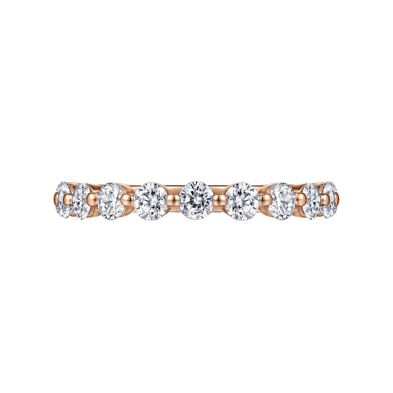 Straight Wedding Ring in 14k Rose Gold with Round Natural Diamond at Gabriel & Co. - Shot 6