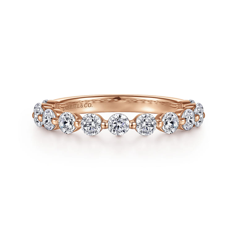 Straight Wedding Ring in 14k Rose Gold with Round Natural Diamond at Gabriel & Co. - Shot 1