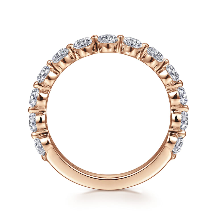 Straight Wedding Ring in 14k Rose Gold with Round Natural Diamond at Gabriel & Co. - Shot 2