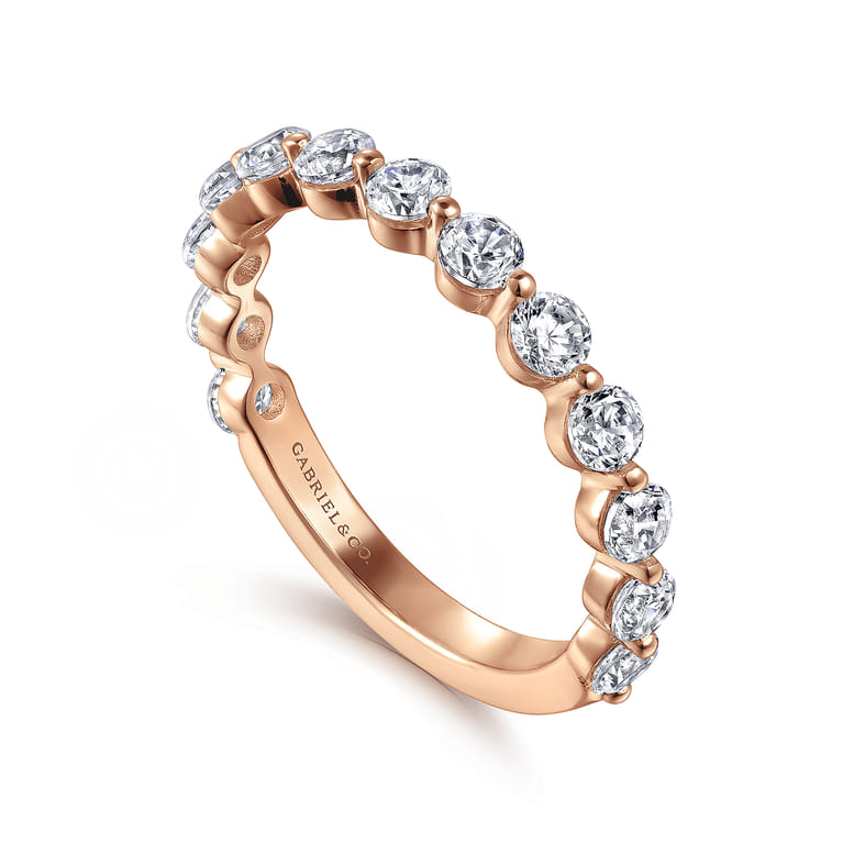 Straight Wedding Ring in 14k Rose Gold with Round Natural Diamond at Gabriel & Co. - Shot 3