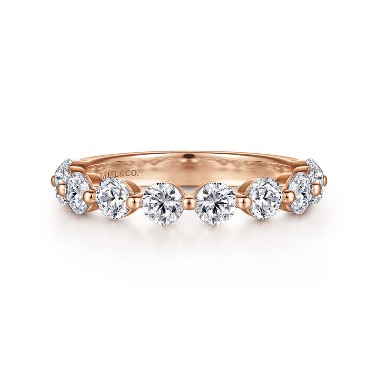 Straight Wedding Ring in 14k Rose Gold with Round Natural Diamond at Gabriel & Co. - Shot 1