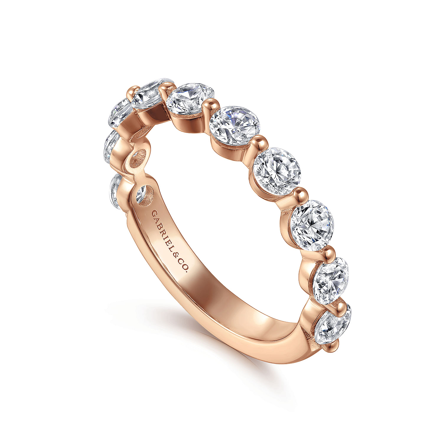 Devinne - 14K Rose Gold Single Prong Diamond Anniversary Band