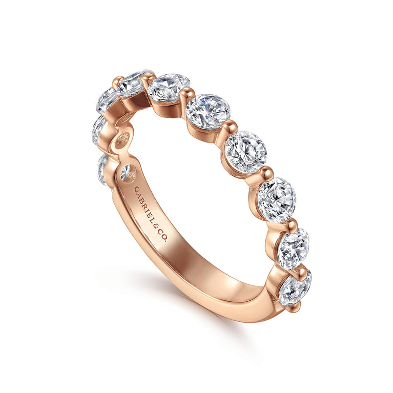 Straight Wedding Ring in 14k Rose Gold with Round Natural Diamond at Gabriel & Co. - Shot 3