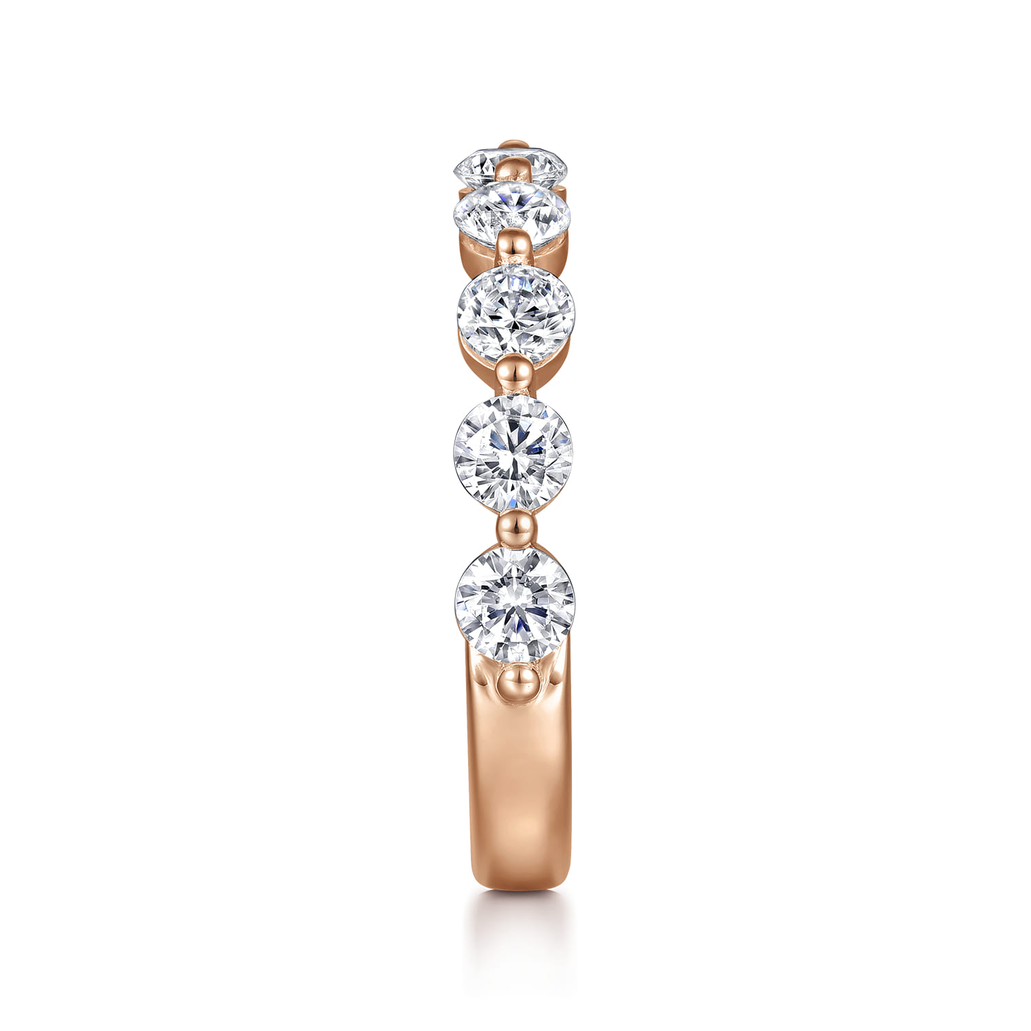 Straight Wedding Ring in 14k Rose Gold with Round Natural Diamond at Gabriel & Co. - Shot 4