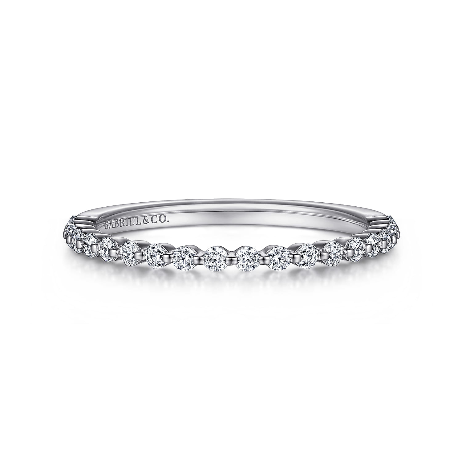 Straight Wedding Ring in 14k White Gold with Round Natural Diamond at Gabriel & Co. - Shot 1