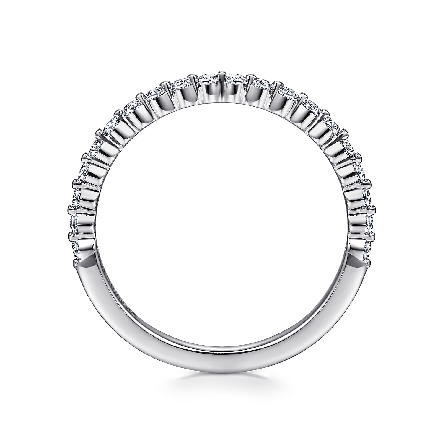 Straight Wedding Ring in 14k White Gold with Round Natural Diamond at Gabriel & Co. - Shot 2