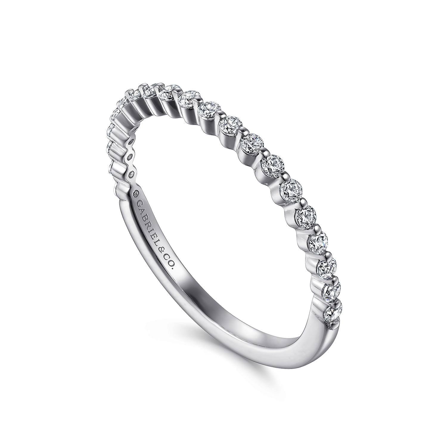 Straight Wedding Ring in 14k White Gold with Round Natural Diamond at Gabriel & Co. - Shot 3