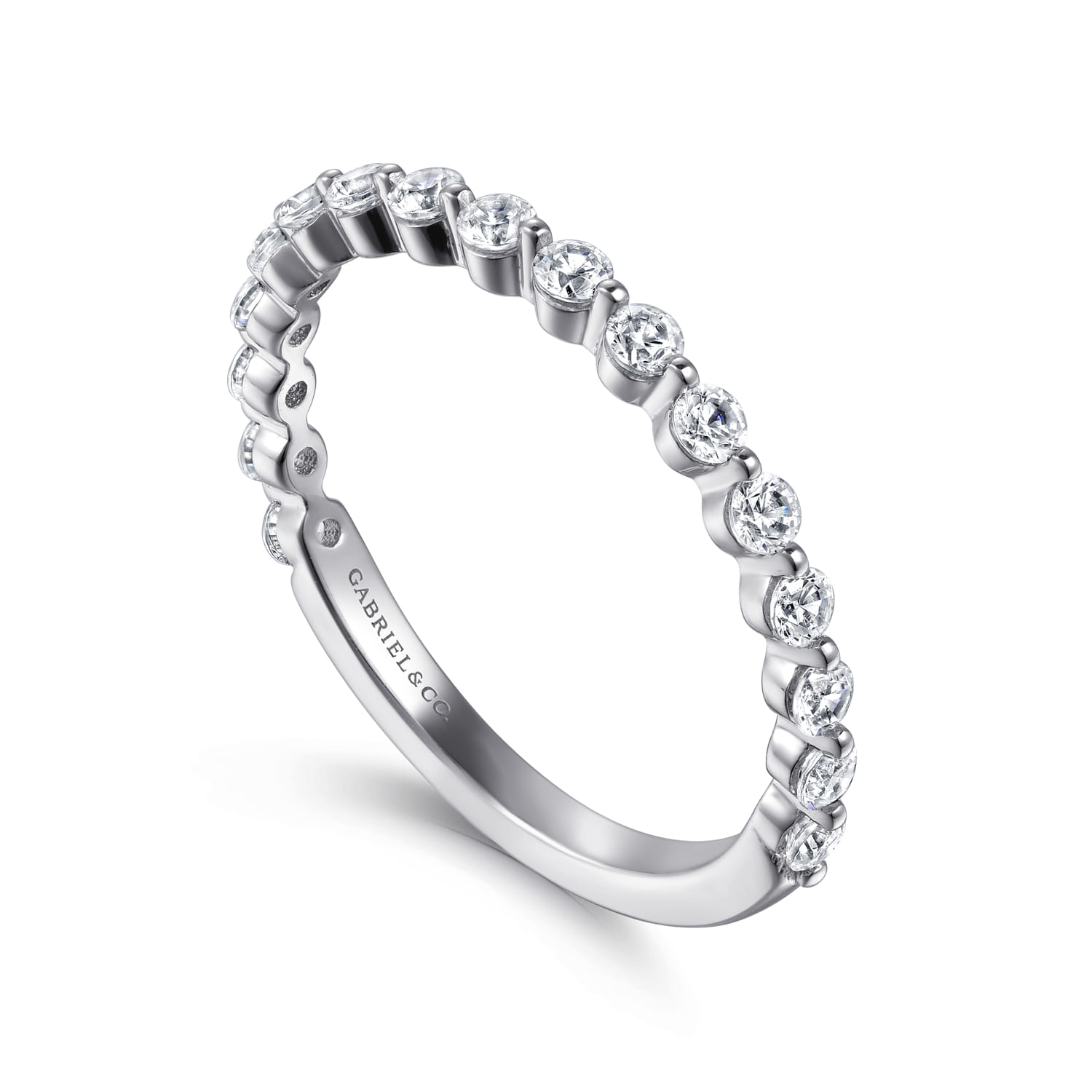Straight Wedding Ring in 14k White Gold with Round Natural Diamond at Gabriel & Co. - Shot 3