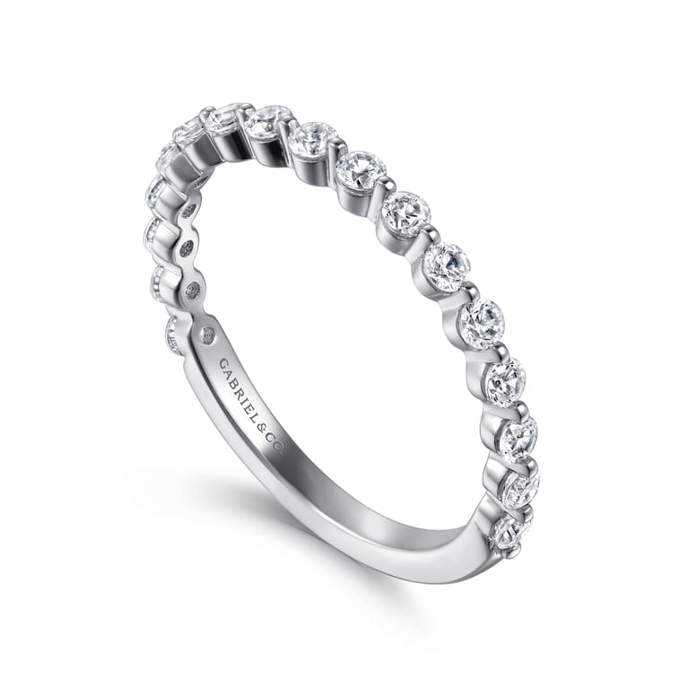 Straight Wedding Ring in 14k White Gold with Round Natural Diamond at Gabriel & Co. - Shot 3
