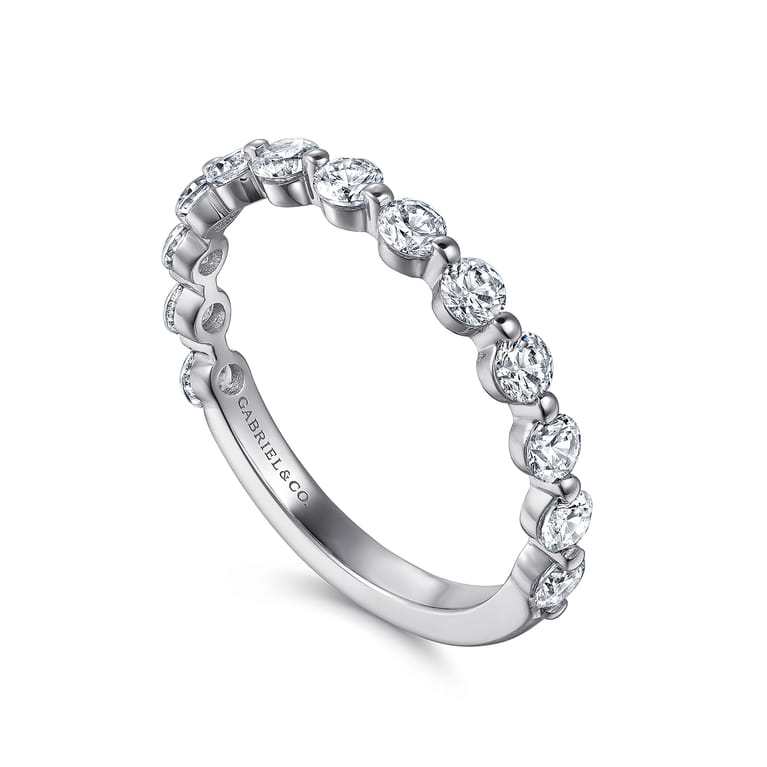 Straight Wedding Ring in 14k White Gold with Round Natural Diamond at Gabriel & Co. - Shot 3
