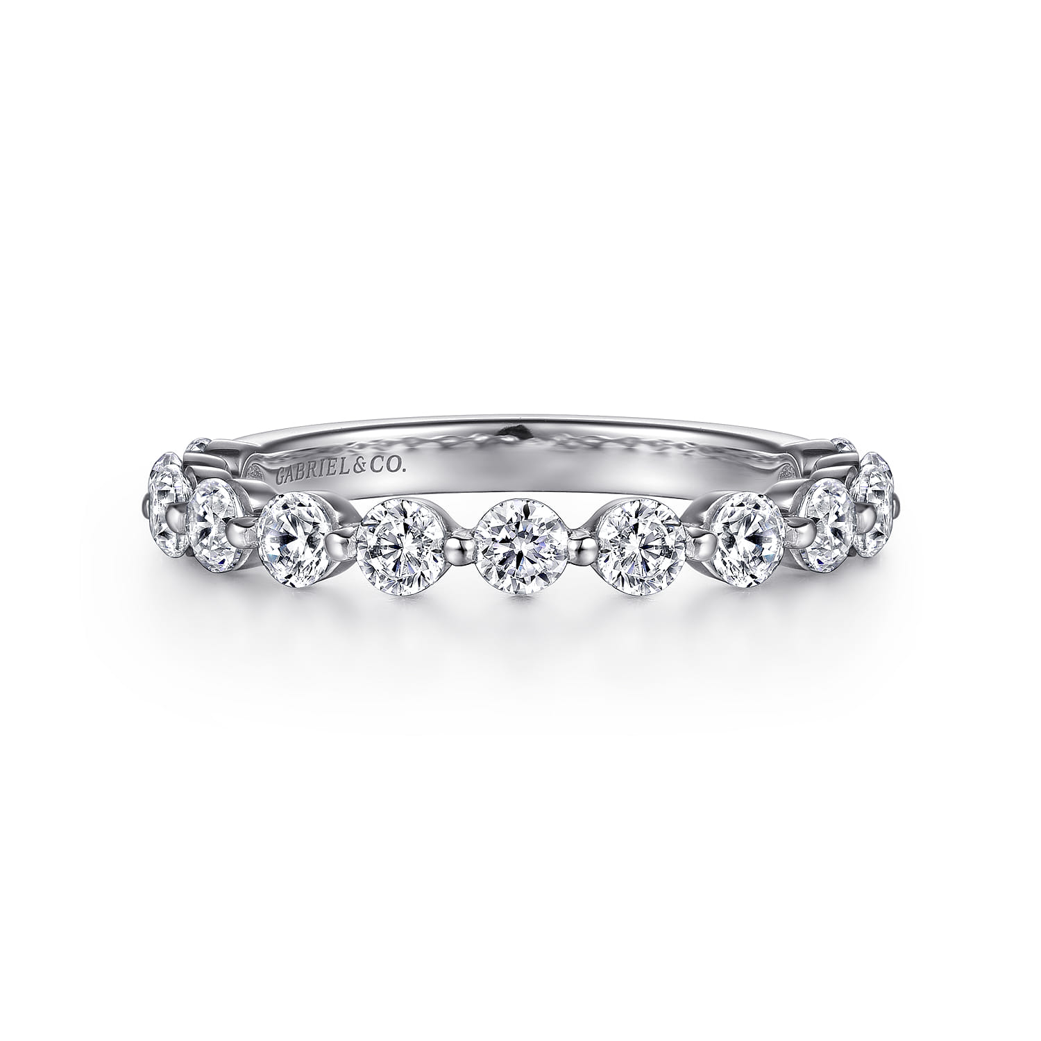 Straight Wedding Ring in 14k White Gold with Round Natural Diamond at Gabriel & Co. - Shot 1