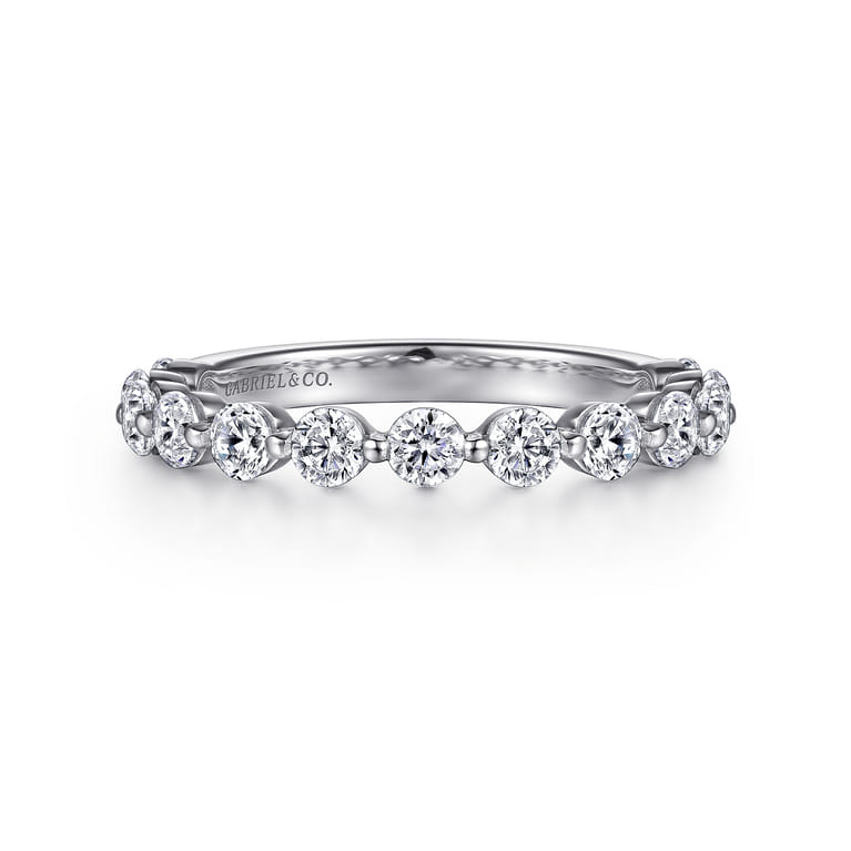Straight Wedding Ring in 14k White Gold with Round Natural Diamond at Gabriel & Co. - Shot 1