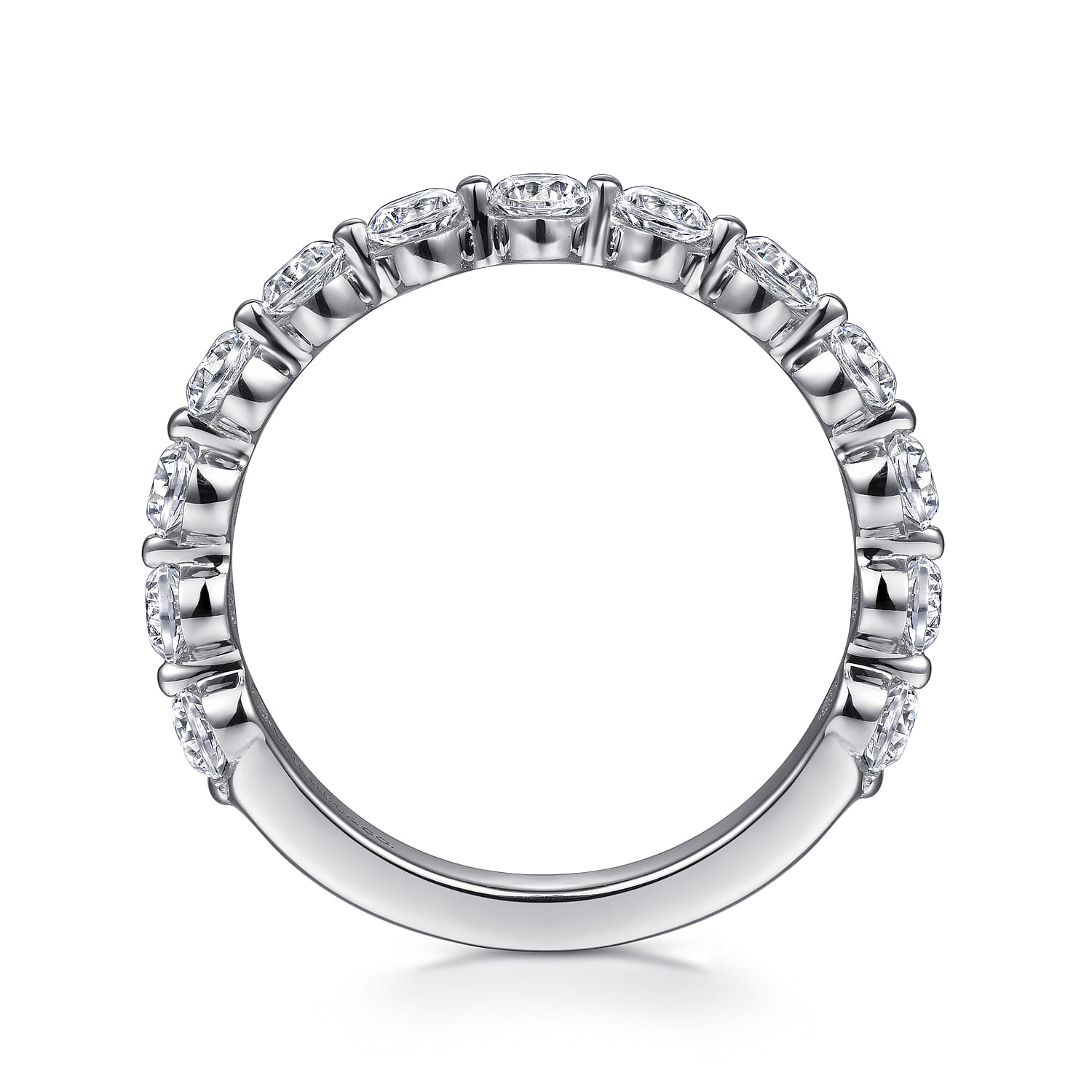 Straight Wedding Ring in 14k White Gold with Round Natural Diamond at Gabriel & Co. - Shot 2
