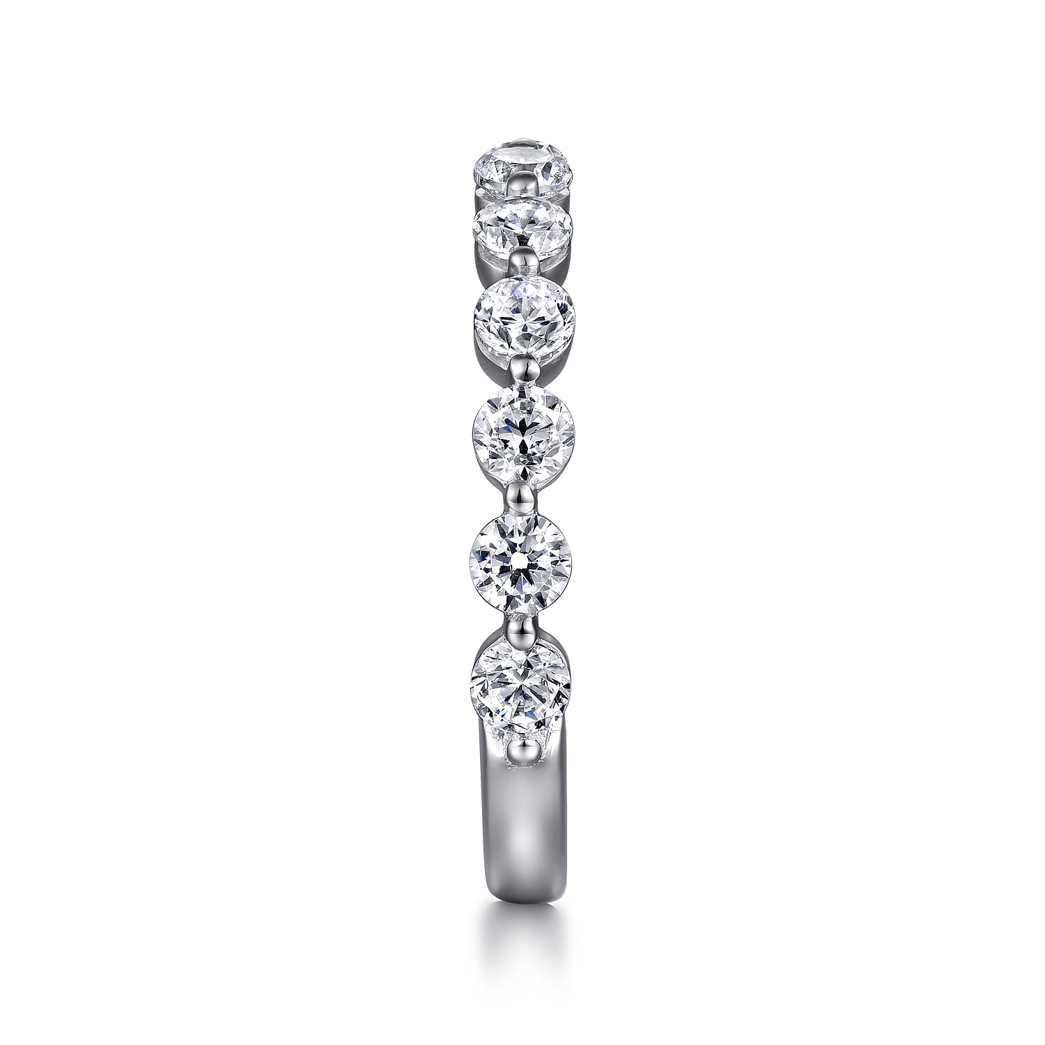 Straight Wedding Ring in 14k White Gold with Round Natural Diamond at Gabriel & Co. - Shot 4