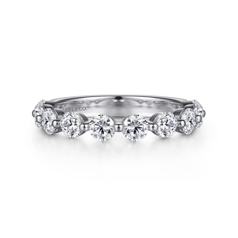 Straight Wedding Ring in 14k White Gold with Round Natural Diamond at Gabriel & Co. - Shot 1