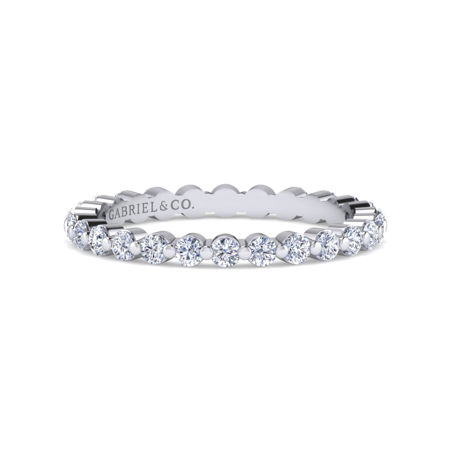 Eternity Band Wedding Ring in 14k White Gold with Round Natural Diamond at Gabriel & Co. - Shot 1