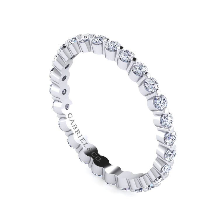 Eternity Band Wedding Ring in 14k White Gold with Round Natural Diamond at Gabriel & Co. - Shot 3