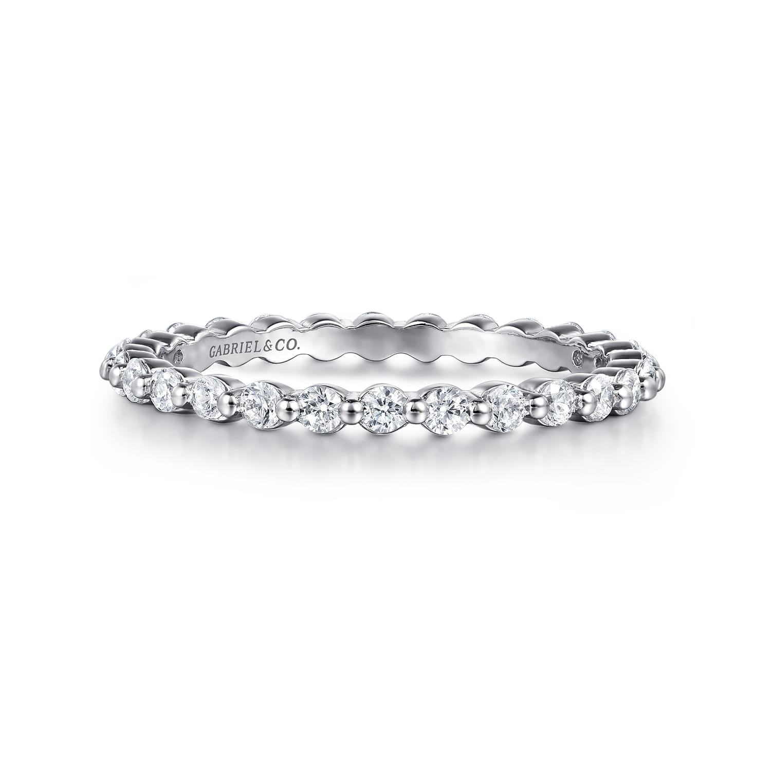 Eternity Band Wedding Ring in 14k White Gold with Round Natural Diamond at Gabriel & Co. - Shot 1