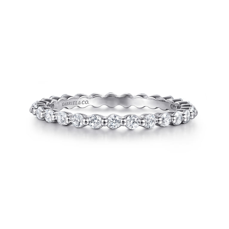 Eternity Band Wedding Ring in 14k White Gold with Round Natural Diamond at Gabriel & Co. - Shot 1