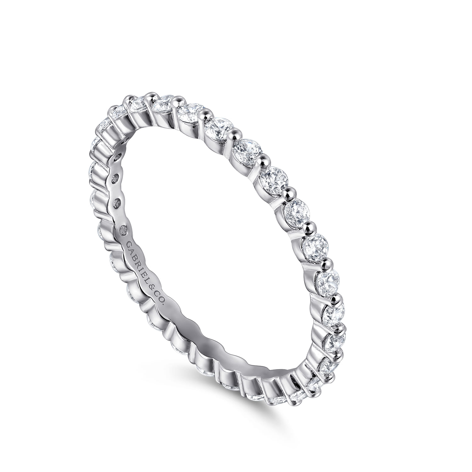 Eternity Band Wedding Ring in 14k White Gold with Round Natural Diamond at Gabriel & Co. - Shot 3