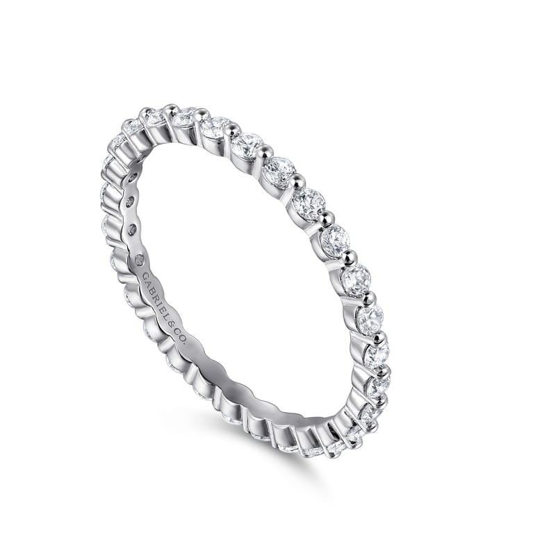 Eternity Band Wedding Ring in 14k White Gold with Round Natural Diamond at Gabriel & Co. - Shot 3