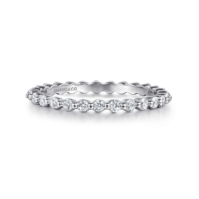 Eternity Band Wedding Ring in 14k White Gold with Round Natural Diamond at Gabriel & Co. - Shot 1